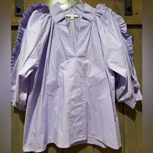 Karlie Light Purple 3/4 sleeve Ruffle Detail Blouse